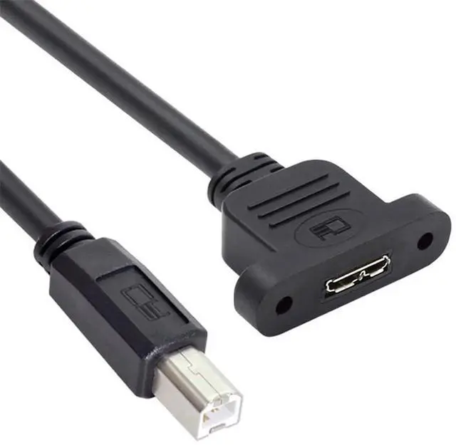 Main image of USB 2.0 Type-B Male Screw Mount Extension Cable, 50CM 480Mbps Type-B to Micro USB Female Extender Cord for Panel Mount Installation