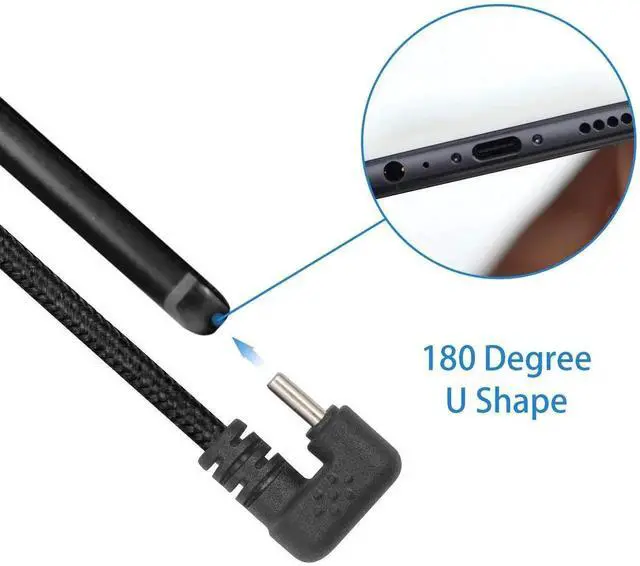 Alt view image 6 of 7 - 5ft U Shaped 180 Degree USB C Cable, 3A Fast Charging Nylon Braided USB A to Type C Data Sync Cord Compatible with Android Galaxy Smartphones