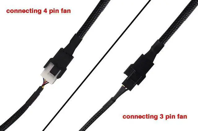 Alt view image 3 of 4 - 25 Inches 12V USB to Dual 4 Pin / 3 Pin PC Fan Sleeved Power Adapter Cable, USB Powered Cooling Fan Splitter Cord for Computer Chassis Fans