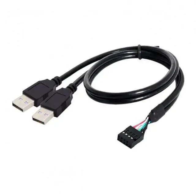 Alt view image 4 of 5 - 50cm Motherboard 9Pin 10Pin Female Housing to Dual USB 2.0 Type-A Male Cable, 480Mbps Front Panel USB Extension Cord
