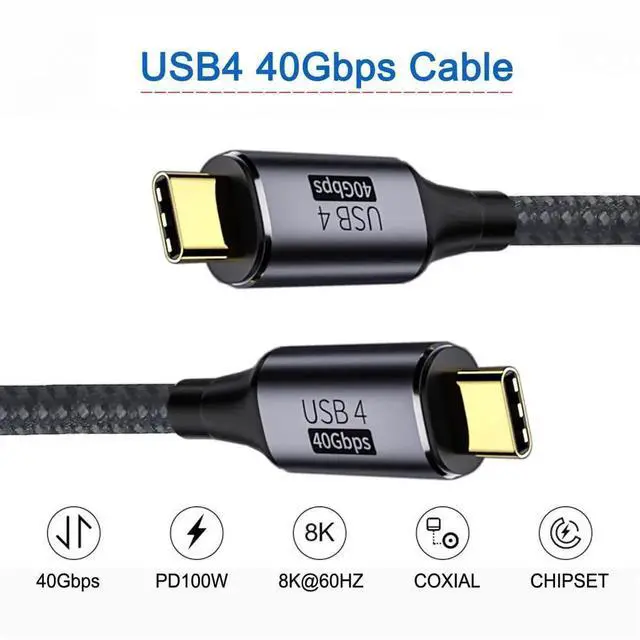 Alt view image 7 of 7 - 1.0M USB4 Type C Male to Male Cable, 40Gbps Data Transfer 100W PD Fast Charging 8K@60Hz 5K@60Hz Video Cord Compatible with USB3.1 Thunderbolt 3/4/5