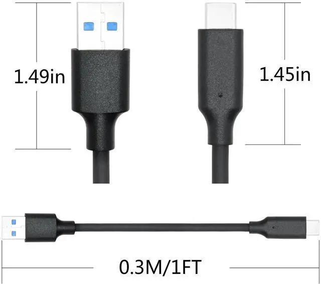 Alt view image 4 of 7 - 1FT USB C Android Auto Cable, USB A to USB C 3.2 Gen 2 10Gbps Data Sync Cord, 60W 3A Fast Charging Compatible with Cell Phones Laptops SSD Hard Drives