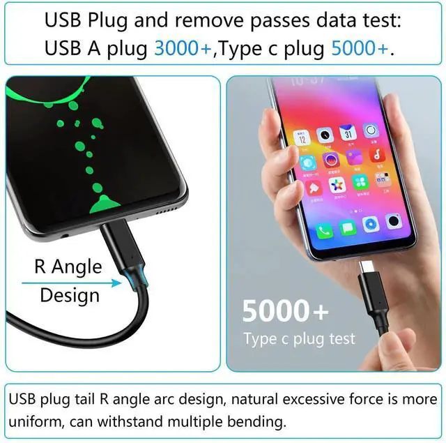 Alt view image 3 of 7 - 1.5FT 10Gbps USB C to USB A Cable, USB 3.2 Gen 2 60W 3A Fast Charging Data Sync Cord Compatible with Cell Phones Laptops SSD Hard Drives