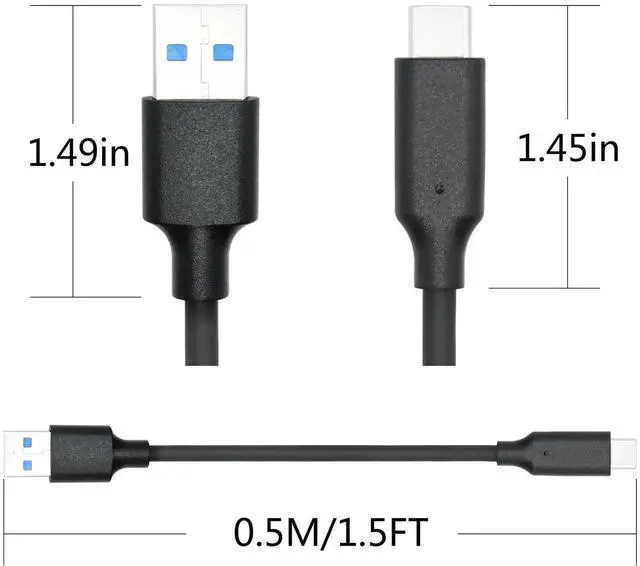 Alt view image 7 of 7 - 1.5FT 10Gbps USB C to USB A Cable, USB 3.2 Gen 2 60W 3A Fast Charging Data Sync Cord Compatible with Cell Phones Laptops SSD Hard Drives