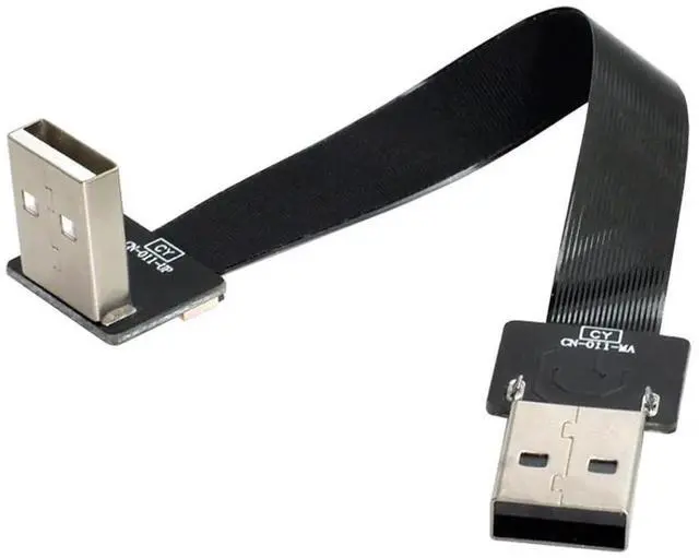 Alt view image 2 of 7 - 1M 90 Degree Up Angled USB 2.0 Type-A Male to Male Flat Slim FPC Cable, High Speed Data Transfer FPC Cord for FPV External Disk Scanner Printer