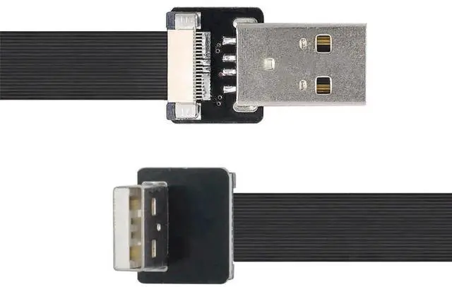 Alt view image 5 of 7 - 1M 90 Degree Up Angled USB 2.0 Type-A Male to Male Flat Slim FPC Cable, High Speed Data Transfer FPC Cord for FPV External Disk Scanner Printer
