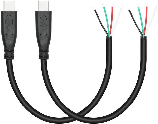 Main image of 2Pcs 11inch Short USB C to 4 Pin Bare Wire Open End Cable, 22AWG 5V/3A USB Type C Male Plug Pigtail Power Data Cable for DIY Installation Replacement Repair