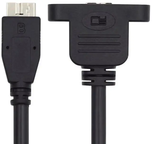 Main image of 50CM Screw Mount USB 3.0 Micro Male to Micro Type-B 3.0 Female Extension Cable, 5Gbps Data Sync Screwable Fixed Cord