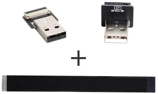 Alt view image 7 of 7 - 0.5M Up Angled 90 Degree USB 2.0 Type-A Male to Type-A Male Flat Slim FPC Cable, Flexible Thin FPC Data Cord for FPV Hard Drive Scanner Printer