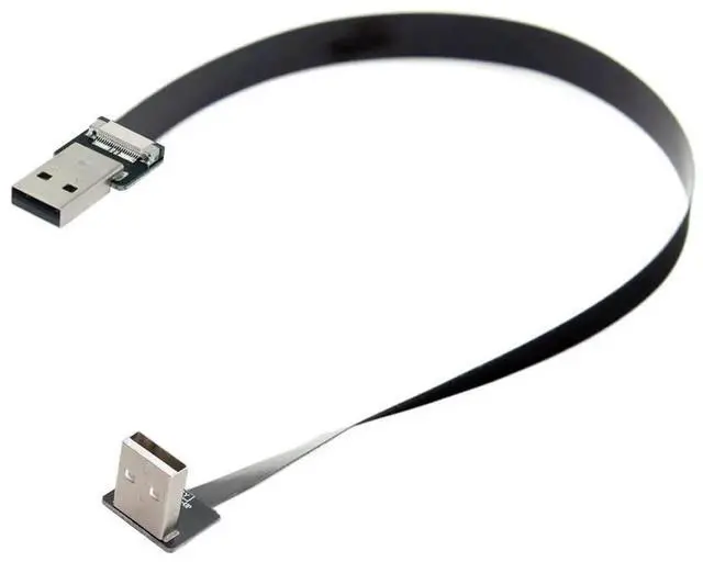 Alt view image 5 of 7 - 0.5M Up Angled 90 Degree USB 2.0 Type-A Male to Type-A Male Flat Slim FPC Cable, Flexible Thin FPC Data Cord for FPV Hard Drive Scanner Printer