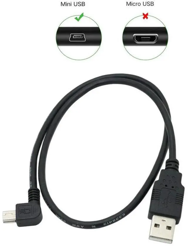 Alt view image 5 of 7 - 0.5m 1.64Ft Left Angle USB A to Mini USB B 5Pin Cable, Right Angle Mini USB Charging Data Sync Cord Male to Male Adapter Cable for Old Dash Cam GPS Camera