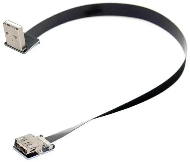 Alt view image 7 of 7 - 2m Down Angled USB 2.0 Type-A Male to Female Extension Cable, Flat Slim FPC Flexible Downward Angle USB Extender Cord for FPV External Hard Drive Scanner Printer