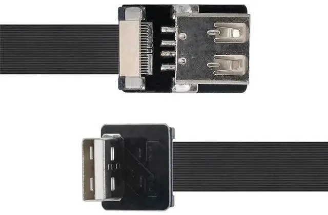 Alt view image 2 of 7 - 2m Down Angled USB 2.0 Type-A Male to Female Extension Cable, Flat Slim FPC Flexible Downward Angle USB Extender Cord for FPV External Hard Drive Scanner Printer