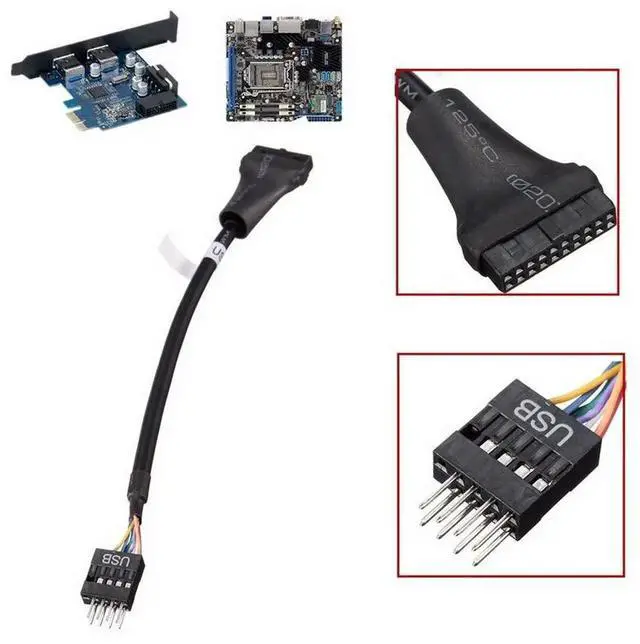 Alt view image 6 of 6 - USB 3.0 20-Pin Header Female to USB 2.0 9-Pin Male Adapter Cable, Mainboard Internal Header Converter Wire for PC Desktop Chassis