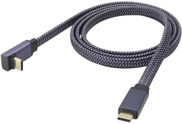 Main image of 1M Up Angle 90 Degree USB C 3.1 Flat Braided Cable, Full Function Type C Male to Male Cord 4K@60Hz Video Transfer Compatible with USB C Hub, MacBook Pro, SSD HDD, Galaxy S24, Type C Laptops