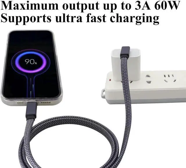 Alt view image 5 of 7 - 1M Up Angle 90 Degree USB C 3.1 Flat Braided Cable, Full Function Type C Male to Male Cord 4K@60Hz Video Transfer Compatible with USB C Hub, MacBook Pro, SSD HDD, Galaxy S24, Type C Laptops