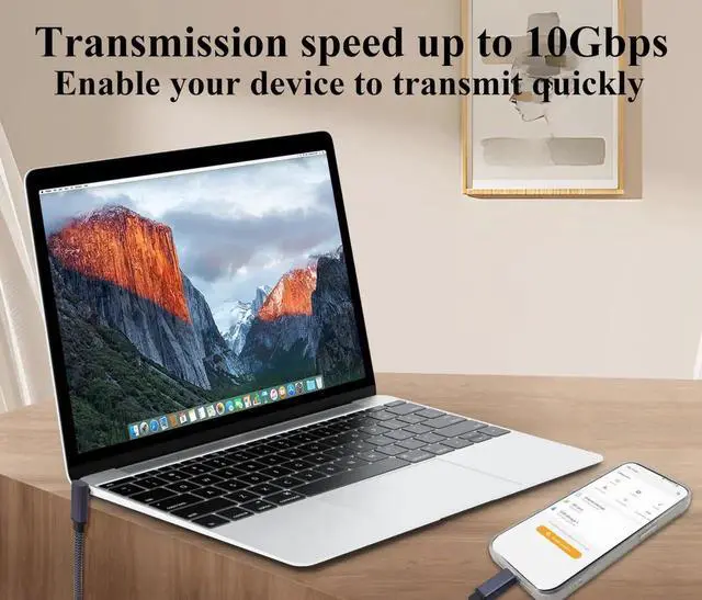 Alt view image 4 of 7 - 1M Up Angle 90 Degree USB C 3.1 Flat Braided Cable, Full Function Type C Male to Male Cord 4K@60Hz Video Transfer Compatible with USB C Hub, MacBook Pro, SSD HDD, Galaxy S24, Type C Laptops