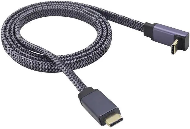 Alt view image 3 of 7 - 1M Up Angle 90 Degree USB C 3.1 Flat Braided Cable, Full Function Type C Male to Male Cord 4K@60Hz Video Transfer Compatible with USB C Hub, MacBook Pro, SSD HDD, Galaxy S24, Type C Laptops
