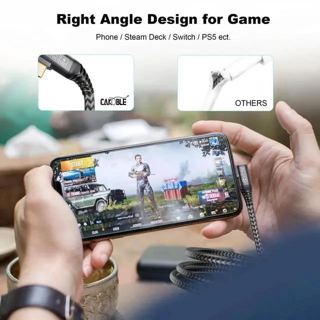 Alt view image 2 of 7 - 3.3FT/1M 90 Degree Right Angle USB C to USB C Cable, USB 3.2 20Gbps Data Transfer, 100W PD Fast Charging, 4K Video Output Compatible with Samsung Galaxy S21 S20 S10 S9, MacBook Pro, Switch