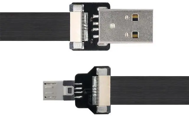 Alt view image 7 of 7 - 2.0M USB 2.0 Type-A Male to Micro USB 5Pin Male Flat Slim FPC Cable, Data Charging FPC Cord for FPV Drone, Hard Drive, Smartphone