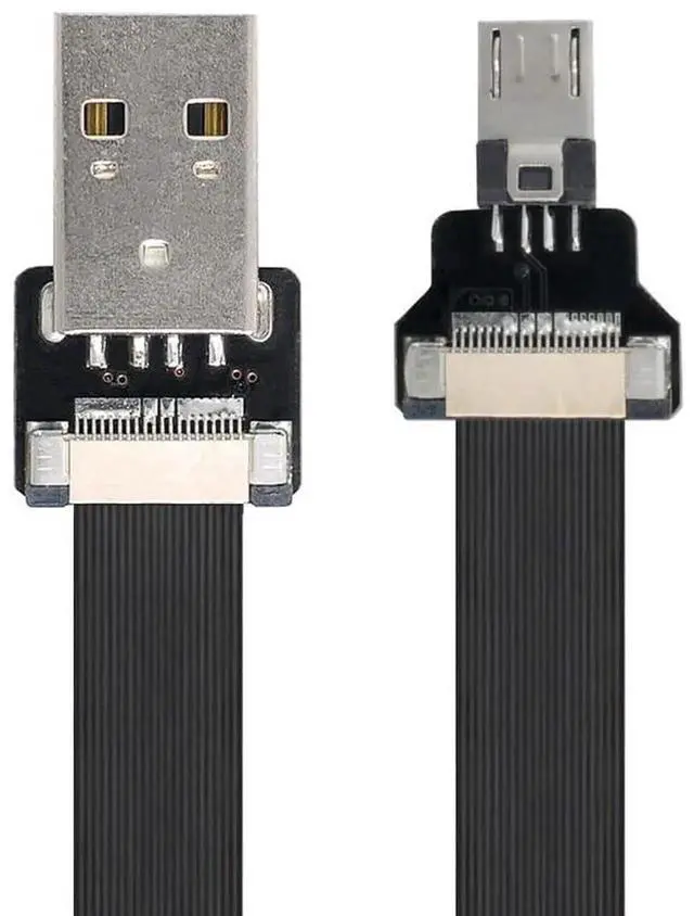 Alt view image 3 of 7 - 2.0M USB 2.0 Type-A Male to Micro USB 5Pin Male Flat Slim FPC Cable, Data Charging FPC Cord for FPV Drone, Hard Drive, Smartphone
