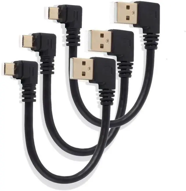 Main image of 3-Pack 6 Inch Right Angle Micro USB Cable, 90 Degree Short Fast Charging Cord with Gold Plated Connectors, Compatible with Samsung Galaxy S7/S6/S5, Kindle, Fire TV Stick and More