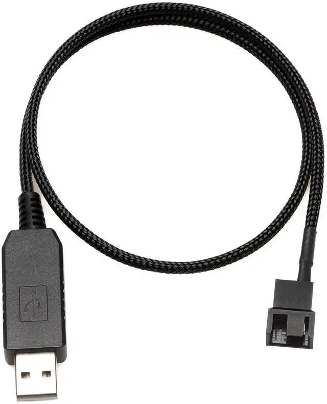 Alt view image 3 of 5 - 24-Inch 60cm 12V Step-Up USB Fan Power Adapter Cable, Black Sleeved Full Speed Power Cord for 3-Pin & 4-Pin PC Cooling Fans