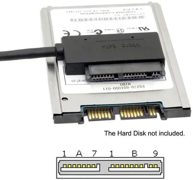Alt view image 4 of 7 - USB 3.0 Type-A to SATA 7+9 16Pin Micro SATA Adapter Cable, 90 Degree Angled Connector, 5Gbps for 1.8 Inch SSD Solid State Drive