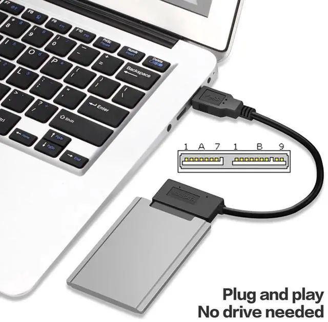 Alt view image 2 of 7 - USB 3.0 Type-A to SATA 7+9 16Pin Micro SATA Adapter Cable, 90 Degree Angled Connector, 5Gbps for 1.8 Inch SSD Solid State Drive