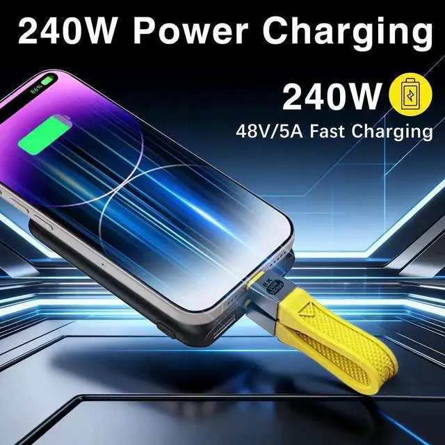 Alt view image 6 of 7 - 5 Inch Short Yellow Thunderbolt 5 USB C to USB C Cable, 80Gbps with 120Gbps Bandwidth Boost, 16K & Dual 8K Video, 240W PD Fast Charging Cord Compatible with Thunderbolt 4/3, USB4, SSD, MacBook, Dock