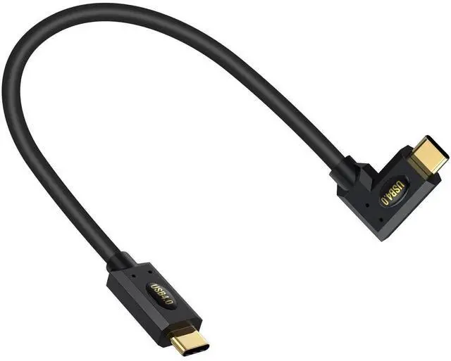 Main image of 1 Feet Right Angle USB C to USB C Short Cable, 240W PD Fast Charging, 40Gbps Thunderbolt 4 Cable, 8K@60Hz Video Compatible with iPhone, MacBook, Surface Pro