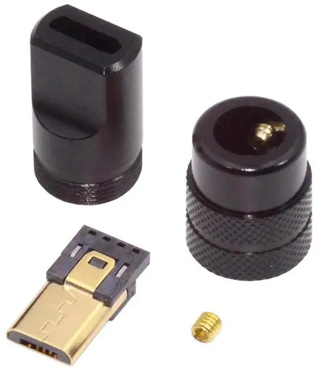 Main image of Micro USB 5Pin Male Solder Plug Connector, USB 2.0 Replacement Adapter with Aluminum Alloy Black Shell, Fits 4.0mm~6.0mm Diameter Cable