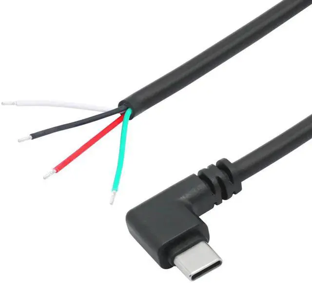 Alt view image 6 of 7 - 2Pcs 11inch 90 Degree Right Angle USB C to 4 Pin Bare Wire Cable, 22AWG USB Type C Male Plug Open End Pigtail Wire, 5V/3A Power Data Cord for Device Replacement Repair DIY
