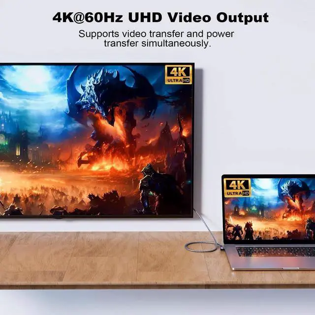 Alt view image 6 of 7 - 0.5M 90 Degree USB-C 3.2 Gen2x2 Cable, 20Gbps 4K@60Hz UHD Video, 5A/240W PD3.1 Fast Charging Cord with E-Marker, Compatible with Thunderbolt 3/4