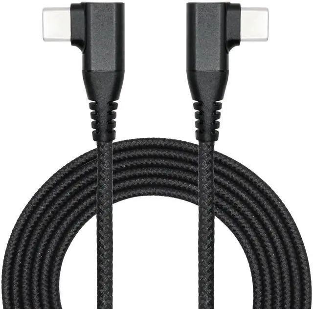 Main image of 2M/6FT Right Angle USB C to USB C Cable, 90 Degree 60W PD Fast Charging Data Cable, Nylon Braided Type C Cord Black for Laptop Tablet Cell Phone