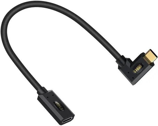 Main image of 1ft Right Angle USB C Extension Cable, 90 Degree Thunderbolt 4 Type C Extender Cord, 40Gbps Data Transfer, 240W PD Charging, 8K Video Output, Compatible with MacBook, Phone, HUB