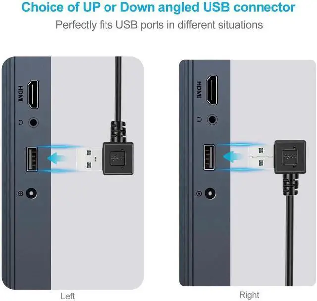 Alt view image 6 of 7 - 6 Inch 2 Pack USB 3.0 Left & Right Angle Extension Cable, SuperSpeed 90 Degree Male to Female Extender Cord Adapter, One Left Angle and One Right Angle