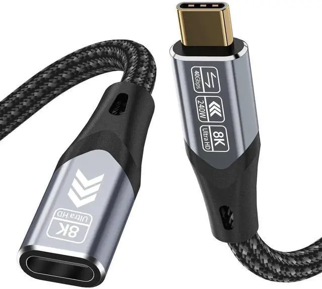 Main image of 1.65FT Short USB-C Extension Cable, USB-C Male to Female Extender, 40Gbps High Speed, 8K Video Display & 240W PD Charging, Compatible with Thunderbolt 4, for Docking Station