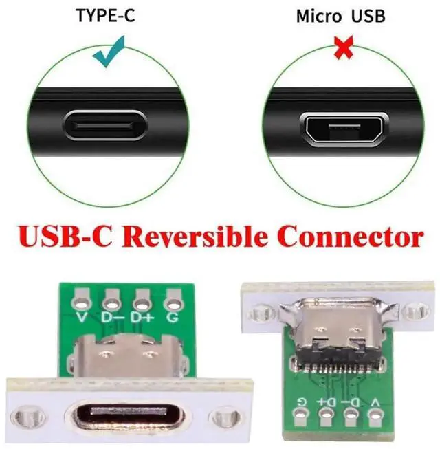 Alt view image 5 of 7 - 5Pcs 24Pin USB Type C Female Socket, USB 2.0 Pinout Panel Mount Connector, DIY PC Board Soldering Port for Repair and Replacement