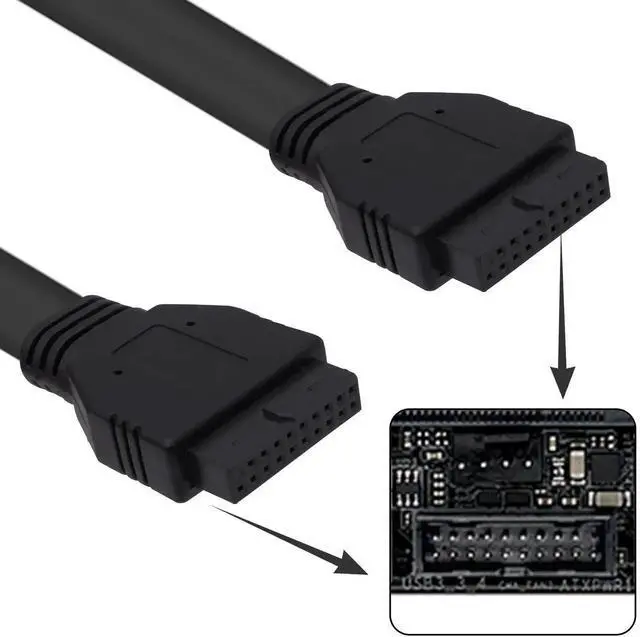 Alt view image 4 of 7 - 50CM/1.64FT USB 3.0 Front Panel Splitter Cable, Motherboard 19/20Pin Header to 2 USB 3.0 Female Port Adapter, Internal Extension Cord for PC DIY Assembly