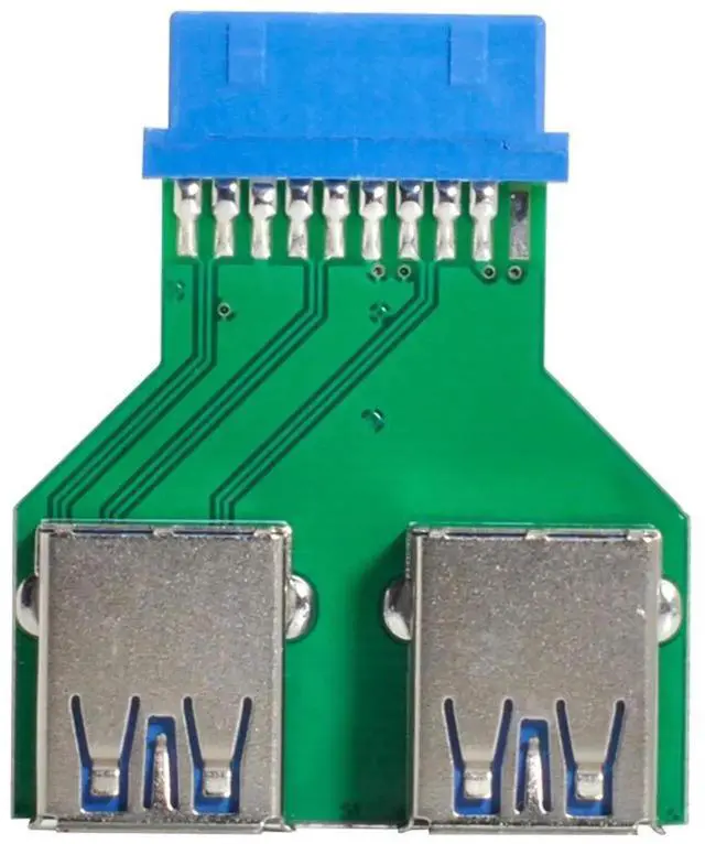 Main image of Dual USB 3.0 A Female to Motherboard 19/20 Pin Header Adapter, PCBA Box Slot Internal Converter for PC Case DIY