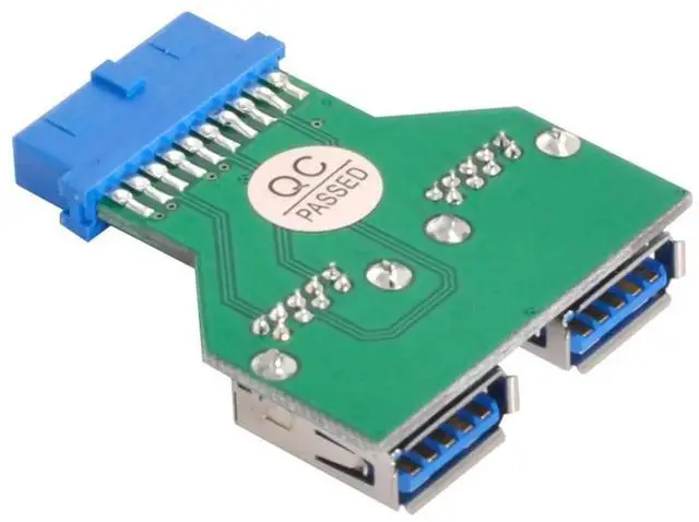 Alt view image 4 of 6 - Dual USB 3.0 A Female to Motherboard 19/20 Pin Header Adapter, PCBA Box Slot Internal Converter for PC Case DIY