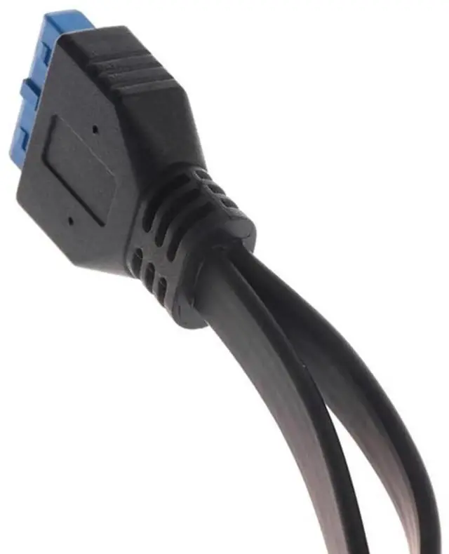 Alt view image 7 of 7 - 1.6ft/0.5m 2 Port USB 3.0 Type A Female Screw Panel Mount to Motherboard 20Pin Flat Cable