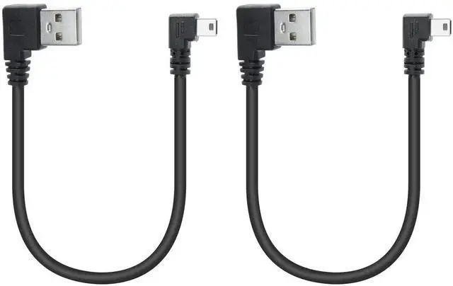 Main image of 2Pcs 9 Inch Right Angle Mini USB to USB 2.0 A Male Cable, Short Right Bend Mini USB Charging Data Sync Cord for Dash Cam, Digital Camera, Hard Drive, MP3 Player