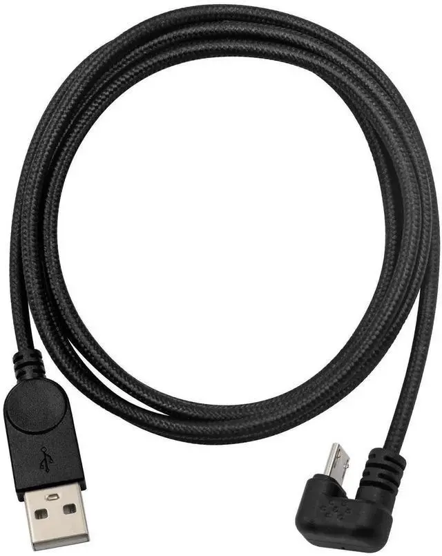 Main image of 5ft Nylon Braided 180° U-Shaped Micro USB Cable, 3A Fast Charging USB 2.0 Cord for Android Galaxy Smartphones Black