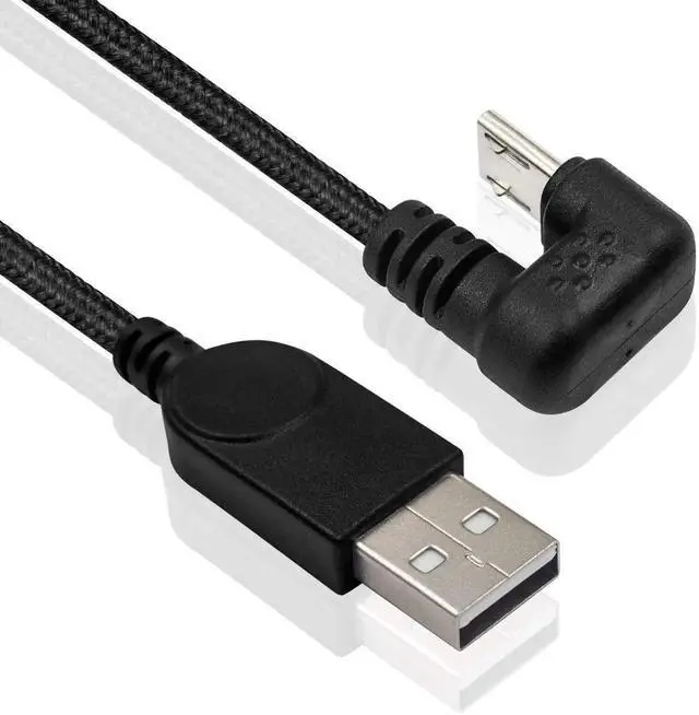 Alt view image 6 of 7 - 5ft Nylon Braided 180° U-Shaped Micro USB Cable, 3A Fast Charging USB 2.0 Cord for Android Galaxy Smartphones Black