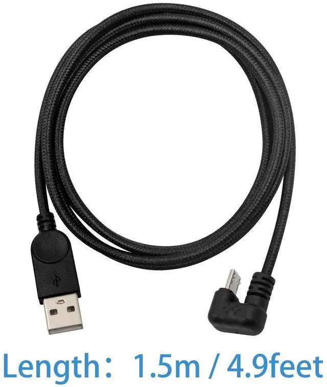 Alt view image 7 of 7 - 5ft Nylon Braided 180° U-Shaped Micro USB Cable, 3A Fast Charging USB 2.0 Cord for Android Galaxy Smartphones Black