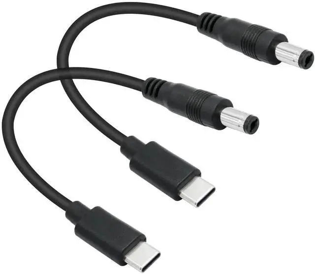 Main image of 2Pcs 6Inch DC 5.5x2.1mm Male to USB C Male Power Cord, 5V 3A DC 5521 to Type C Charging Cable for LED Desk Lamp, Small Fan and USB-C Devices