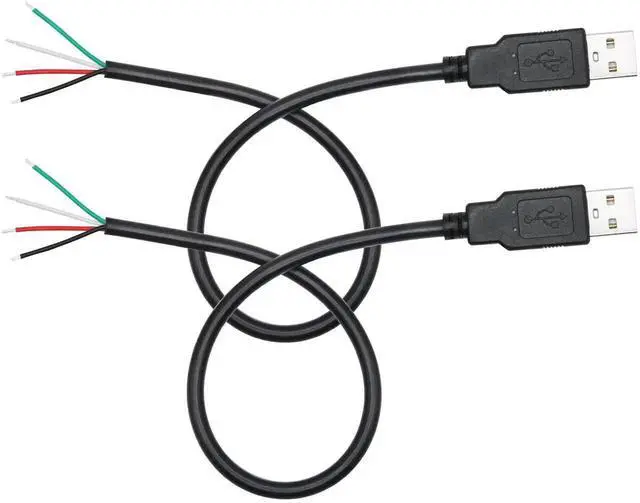 Main image of 11inch 22AWG USB A Male to 4 Pin Bare Wire Cable, 5V 3A Open End Pigtail Power Data Cord for DIY Installation Repair Replacement