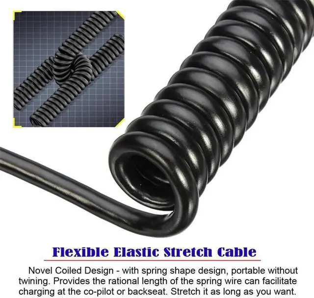 Alt view image 6 of 7 - 1.8M USB4 Stretch Coiled Type-C Opposite Back Angled Male to Male Extension Cord, 20Gbps 100W 8K Video USB-C Charging Data Cable for Laptop Tablet Keyboard